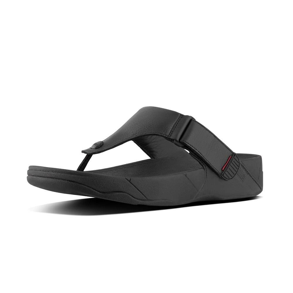 Fitflop Mens Sandals Black - Trakk Ii Leather Toe-post - 87ZMXWJEH